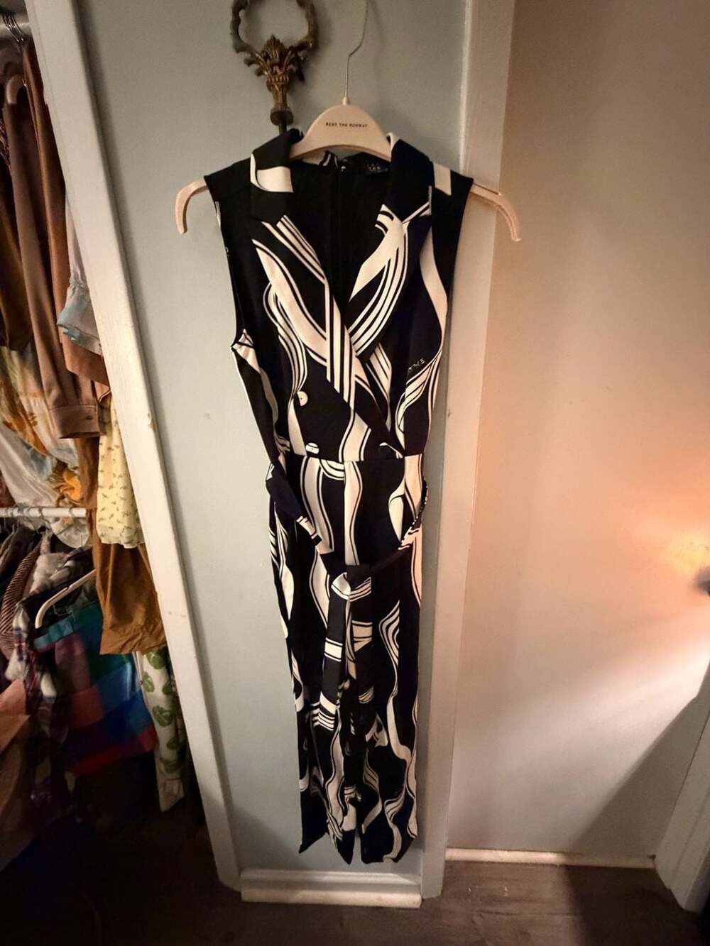 Marella Satrapo Sleeveless Wrap Jumpsuit in Black and White Print